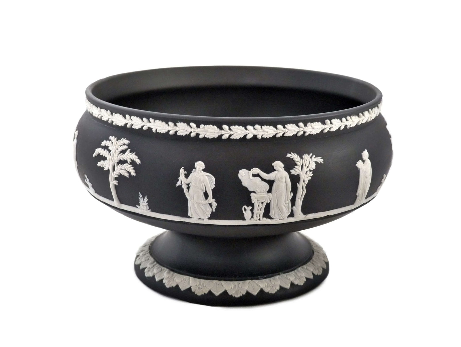 Splendid Wedgwood Jasperware Black Pedestal Bowl, Table Centrepiece