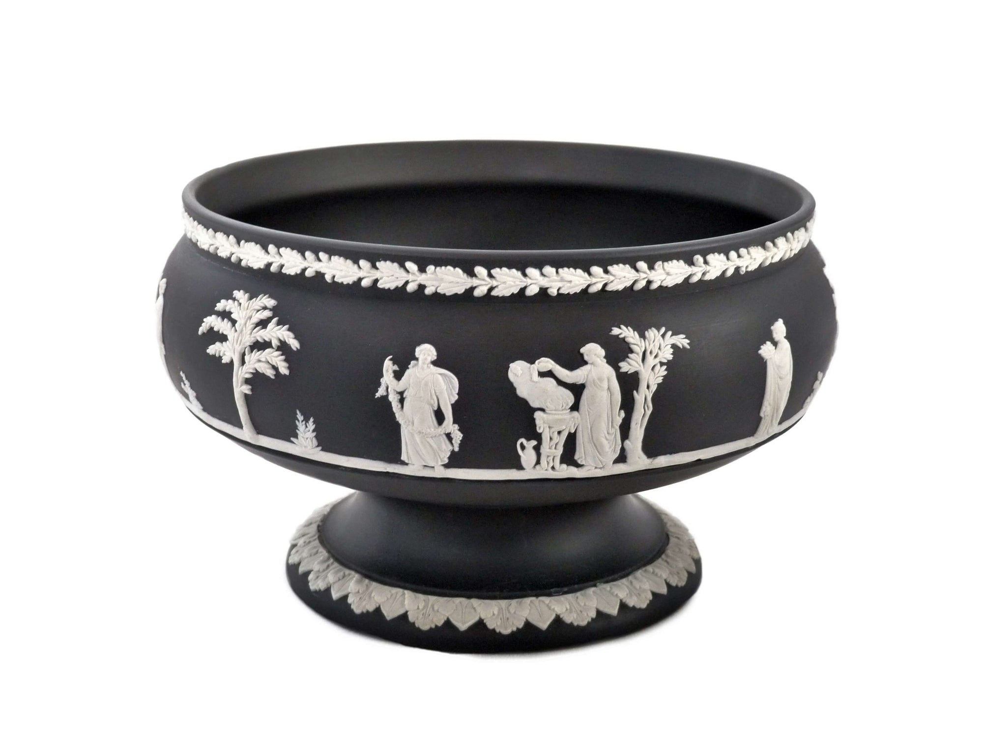 Splendid Wedgwood Jasperware Black Pedestal Bowl, Table Centrepiece