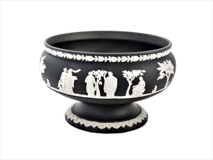Splendid Wedgwood Jasperware Black Pedestal Bowl, Table Centrepiece