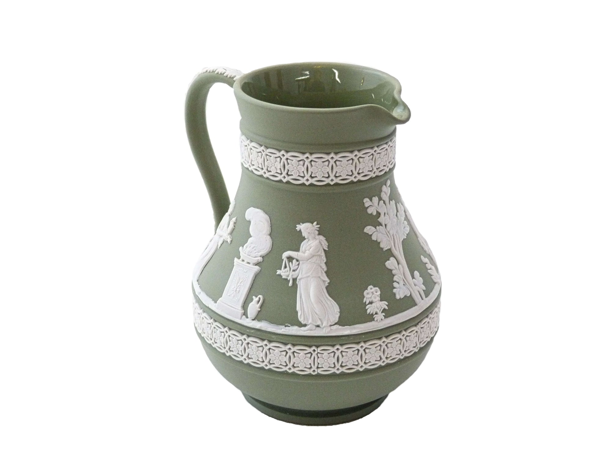 Wedgwood Jasperware Green Jug, 1970's Small Creamer