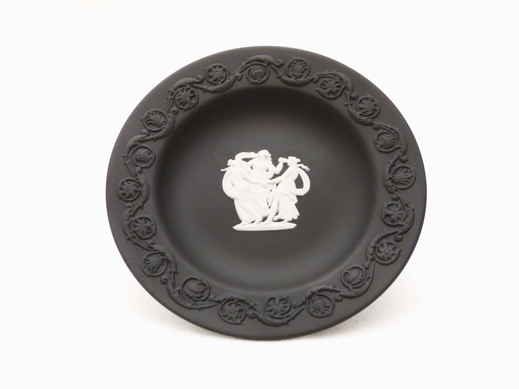 Wedgwood Black Jasperware Pin/Trinket Dish, Features The Three Graces