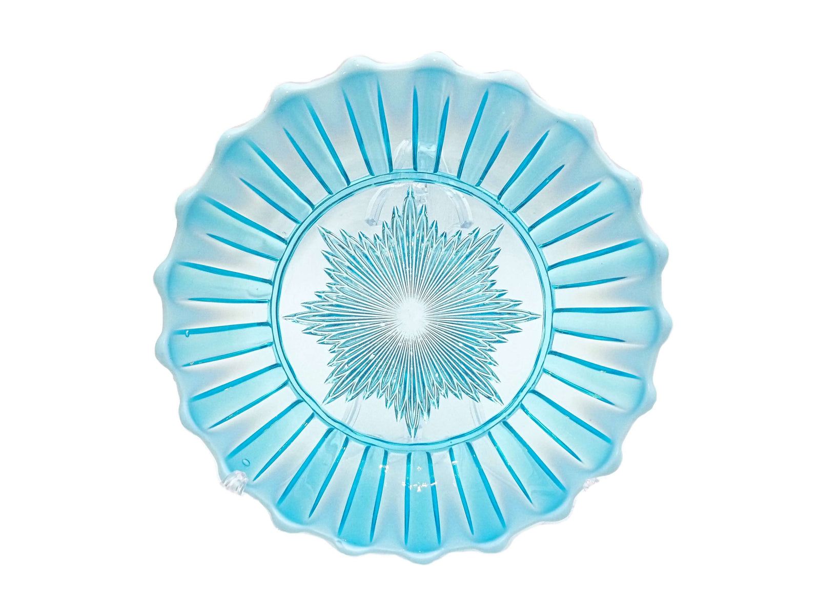 Victorian Davidson Blue Pearline Glass Large Plate, "Brideshead", 1900's