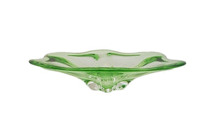 Green Iwatsu Glass Table Centrepiece, Hineri Range, Japanese Art Glass