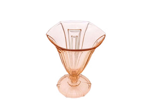 Art Deco Pink Glass Vase, Stolzle, Hermanova Hut Factory