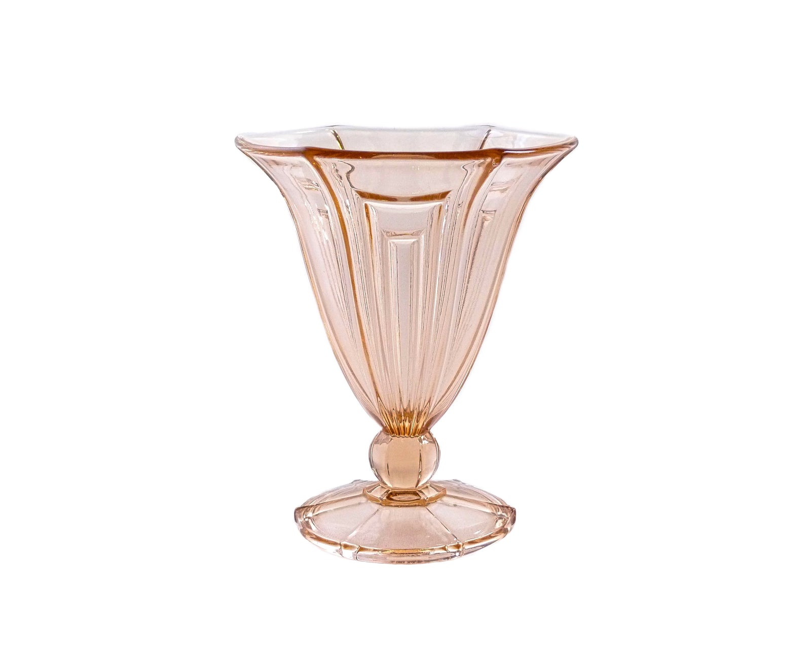 Art Deco Pink Glass Vase, Stolzle, Hermanova Hut Factory