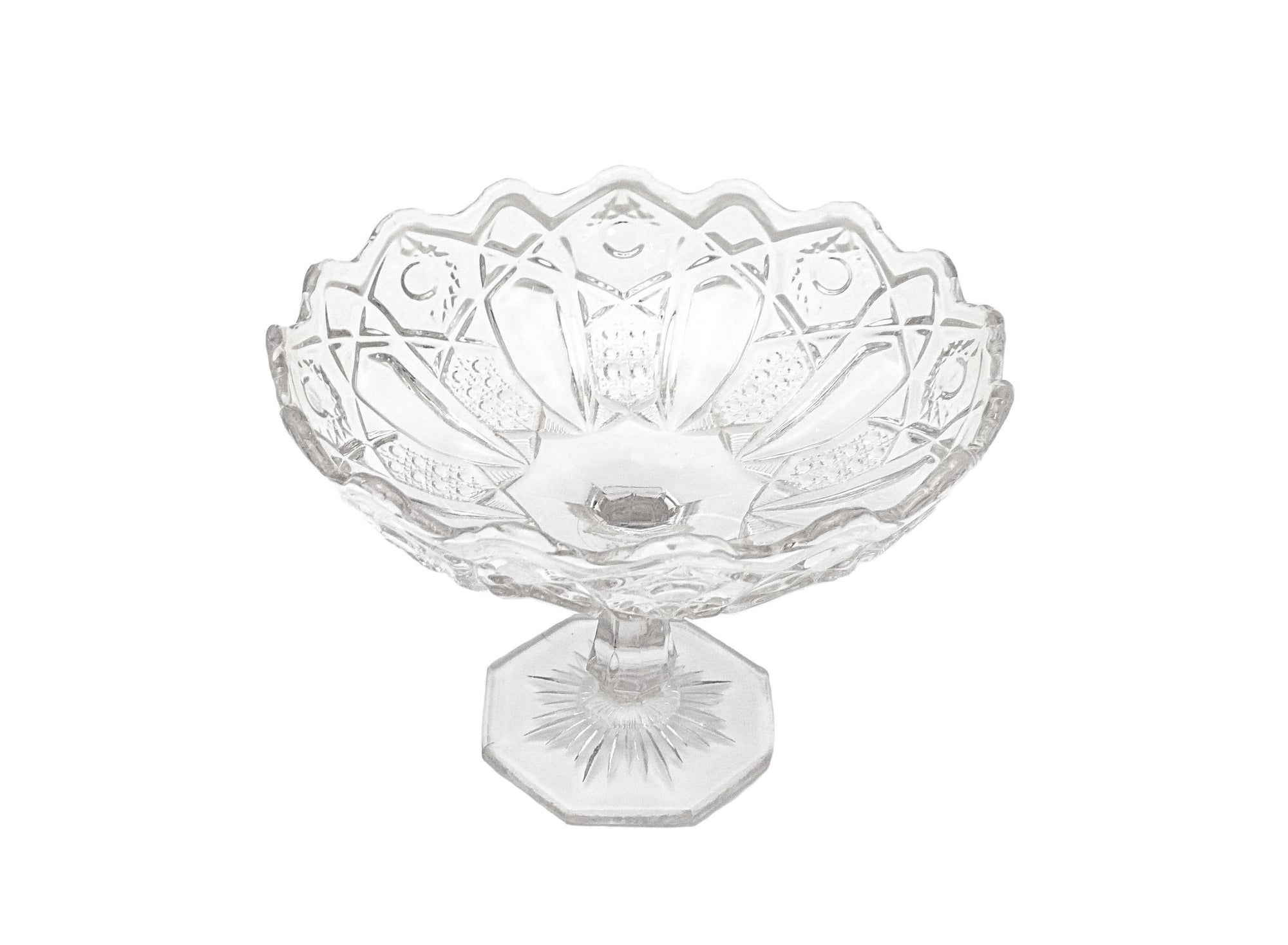Edwardian Glass Pedestal Bowl, Vintage Candy Bowl