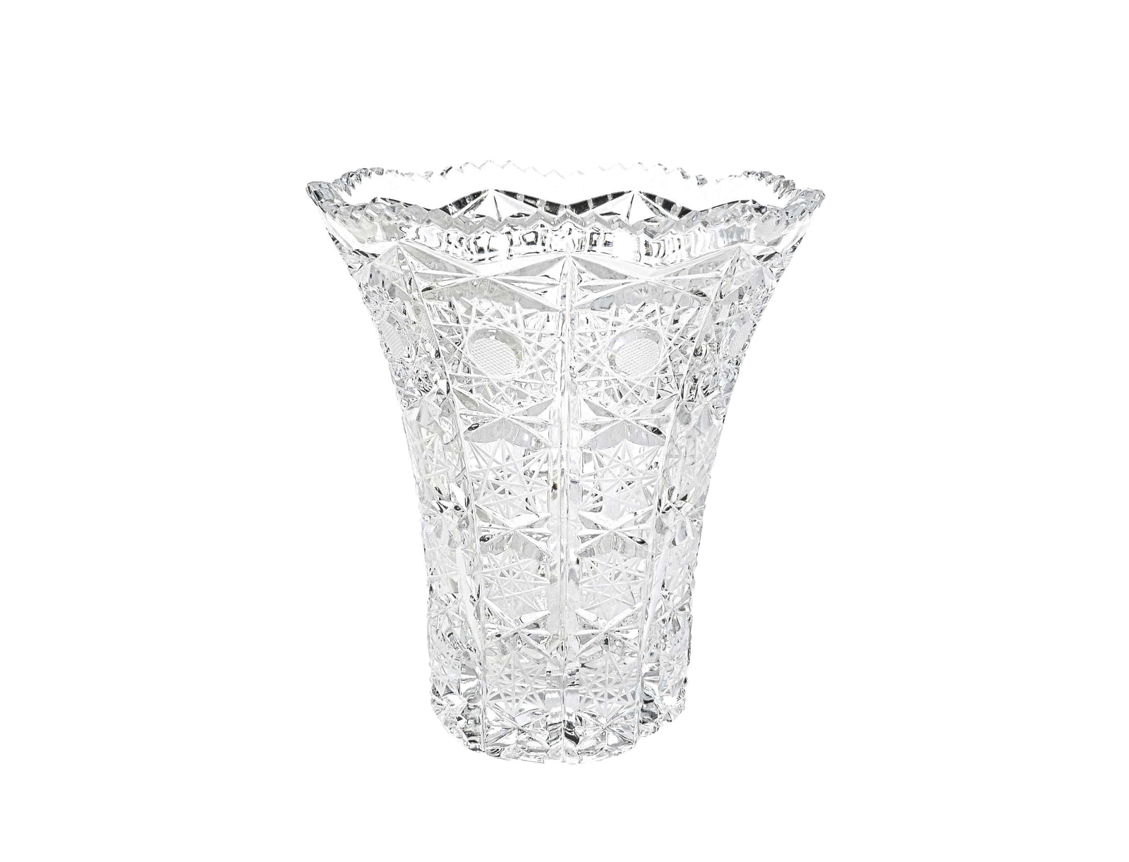 Vintage Bohemian Crystal Vase, Intricate Design