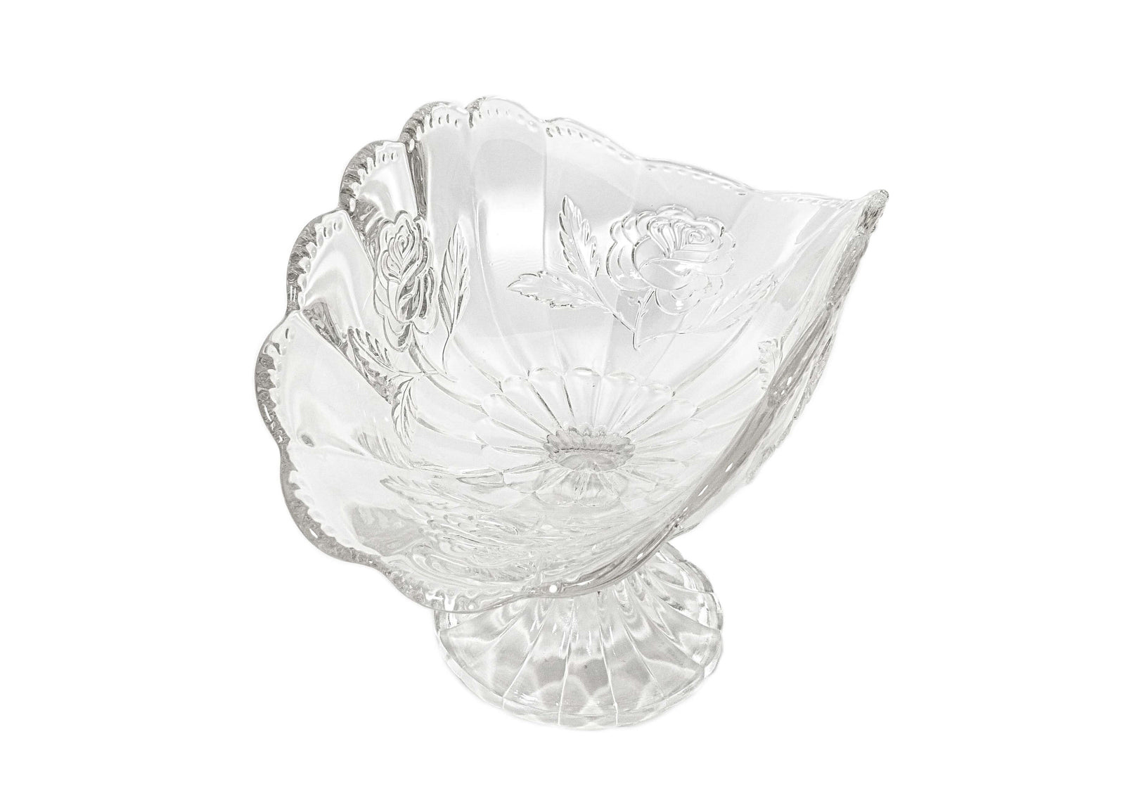 Edwardian Glass Pedestal Bowl, Vintage Fruit Bowl