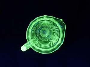 Uranium Glass Jug, Art Deco Sowerby Pitcher, Glows Beautifully