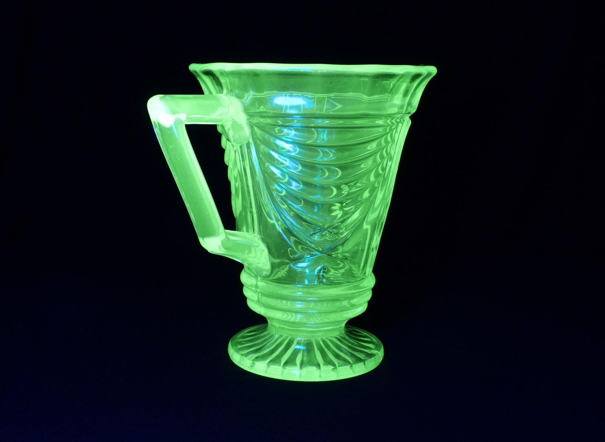 Uranium Glass Jug, Art Deco Sowerby Pitcher, Glows Beautifully