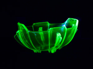 Stolzle 1930's Green Uranium Glass Oblong Bowl