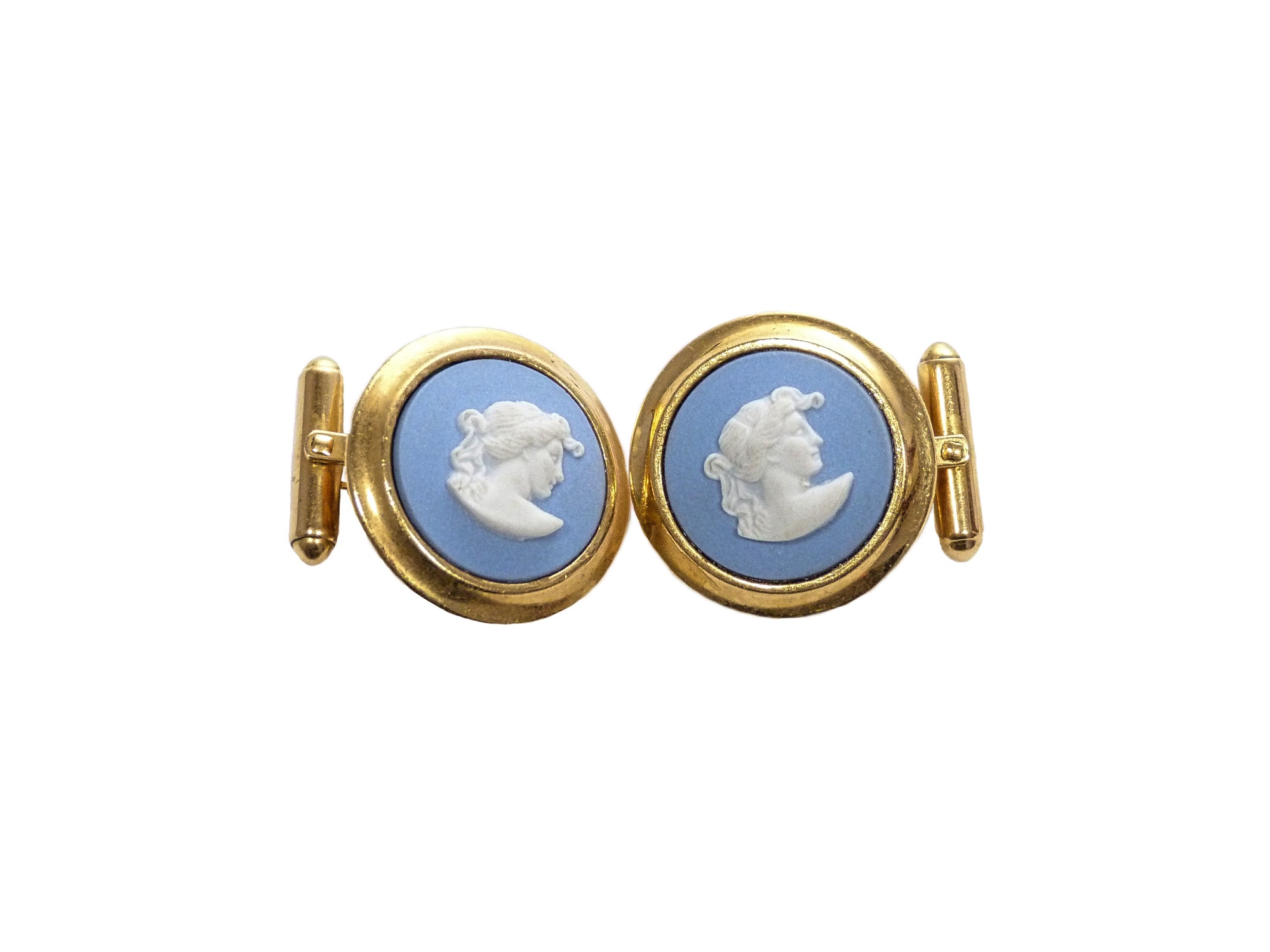 Vintage Wedgwood Jasperware Cufflinks, Features Exquisite Lady Cameo