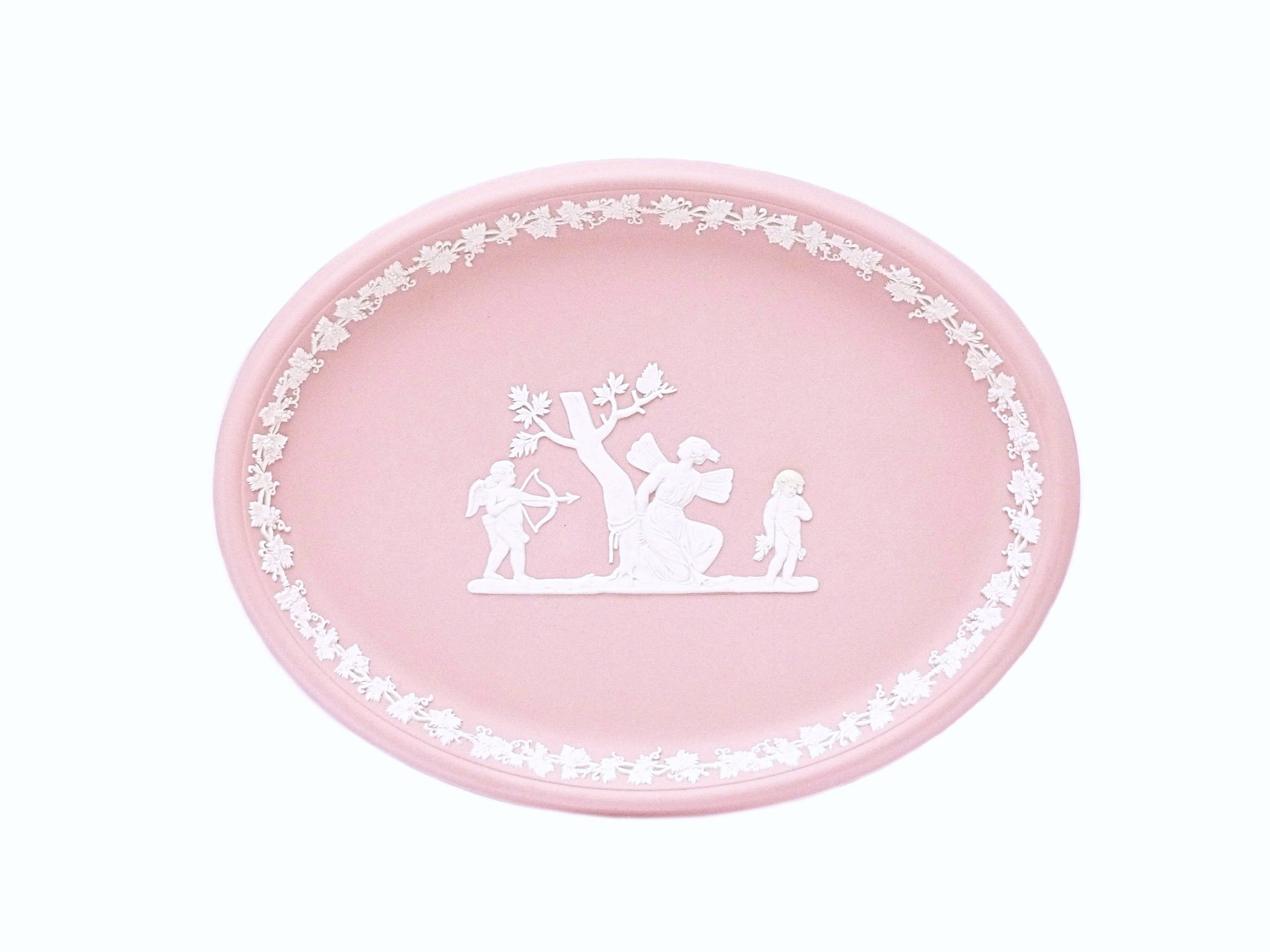 Vintage Pink Wedgwood Jasperware Oval Tray, Exquisite Colour