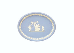 Blue Wedgwood Jasperware Oval Tray, Features Cupid and Psyche