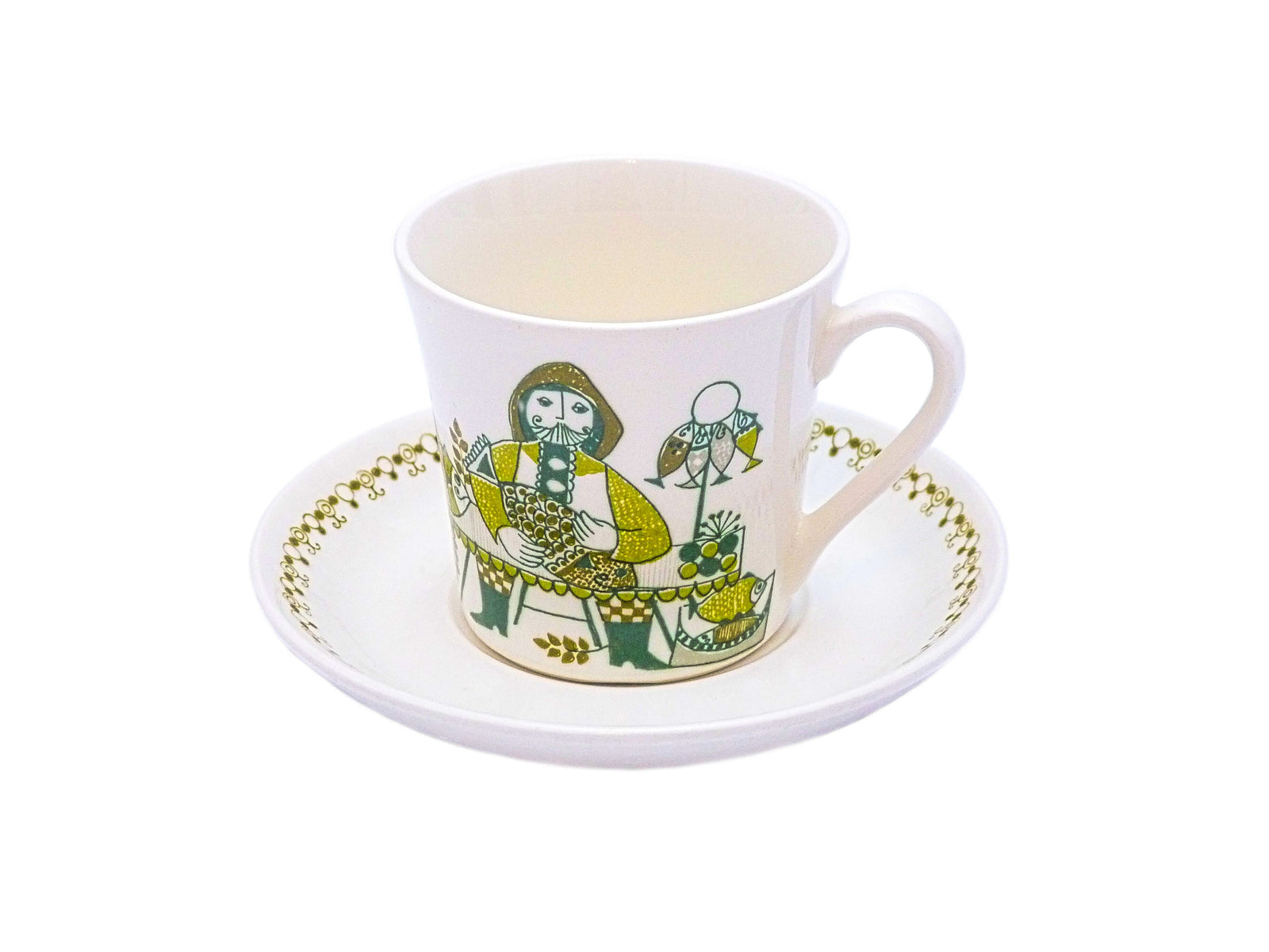 Figgjo Market Cup and Saucer, Vintage Norwegian, Turi Design