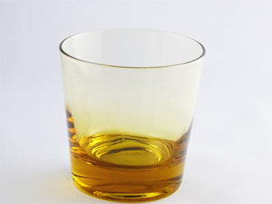 Amber Glass Drinking Glasses, Vintage Short Tumblers